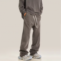 3 Prs Cotton Breathable Waist Elastic Band Loose Straight Leg Mens Pants